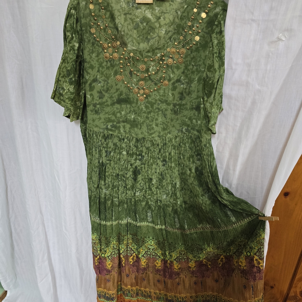Green Boho Embellished Maxi Dress